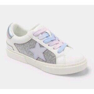 Art & Class Girl Kaitlyn Court  Sneakers Star Print Glitter Size 4